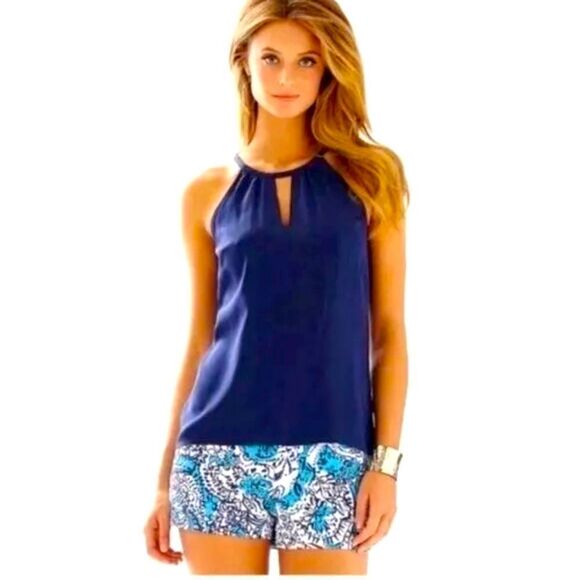 LILLY PULITZER The Walsh Short in Blue & White Hippy Hippy Shake - Picture 1 of 9